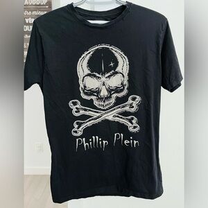 Philipp Plein Black Skull and Crossbones T-Shirt